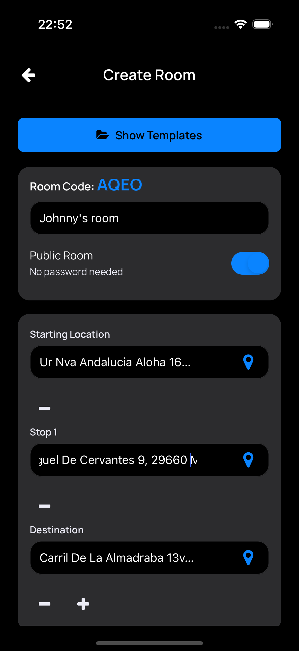 In-ride communication detail view